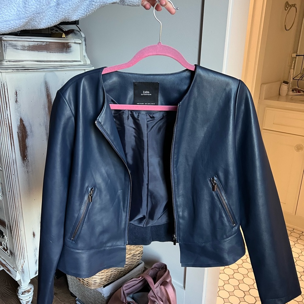 Fake leather bomber jacket